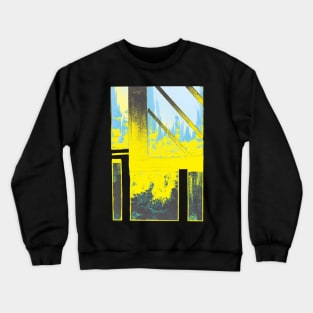 Yellow and Aqua Explosion Cityscape Crewneck Sweatshirt